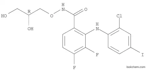 Molecular Structure of 1003216-77-0 (Benzamide, 2-[(2-chloro-4-iodophenyl)amino]-N-[(2R)-2,3-dihydroxypropoxy]-3,4-difluoro-)